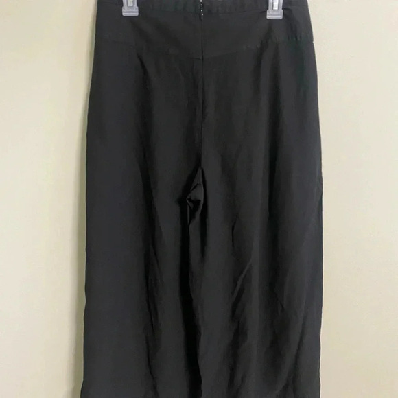Vince Belted Palazzo Culotte Pants Cropped Wide Leg Size 10 Black High Rise - Picture 2 of 8